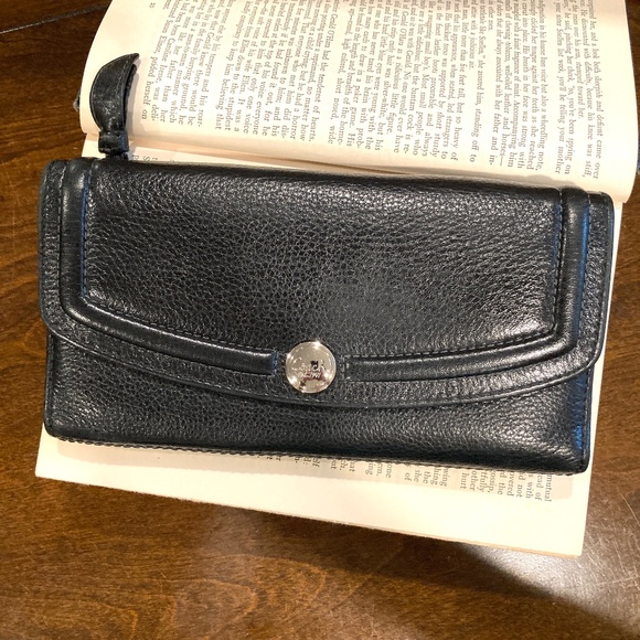 Coach Black Leather Trifold Credit Card Long Wallet - Picture 5 of 9